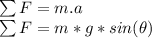 \sum F=m.a\\\sum F=m*g*sin(\theta)