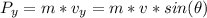 P_y = m*v_y = m*v*sin(\theta)