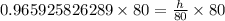 0.965925826289\times 80=\frac{h}{80}\times 80