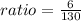 ratio=\frac{6}{130}