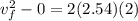 v_f^2 - 0 = 2(2.54)(2)
