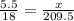 \frac{5.5}{18}= \frac{x}{209.5}