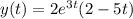 y(t)=2e^{3t}(2-5t)