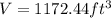 V =1172.44ft^{3}