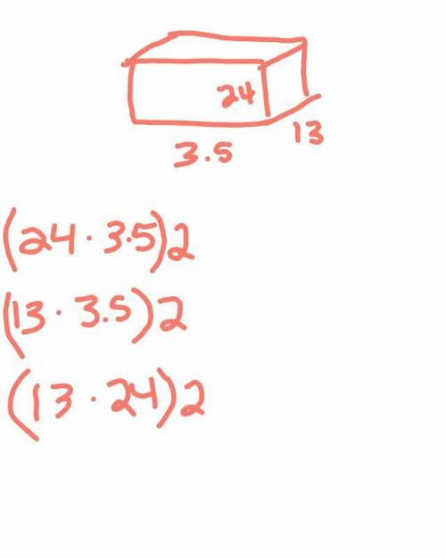 24(height) cm 3.5(length) cm 13(width) cm find the surface area of the prism