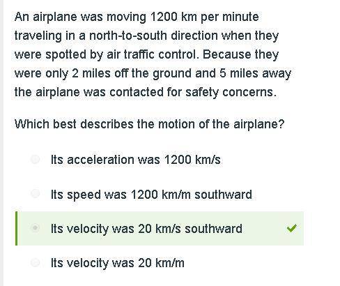 An airplane was moving 1200 km per minute traveling in a north-to-south direction when they were spo