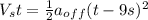 V_{s} t=\frac{1}{2}a_{off}(t-9s)^{2}