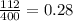 \frac{112}{400} =0.28