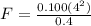 F = \frac{0.100(4^2)}{0.4}