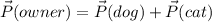 \vec{P}(owner)=\vec{P}(dog)+\vec{P}(cat)