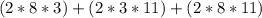 (2*8*3)+(2*3*11)+(2*8*11)