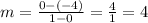m = \frac{0 - (-4)}{1-0} = \frac{4}{1}  = 4