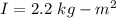 I=2.2\ kg-m^2