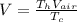 V=\frac{T_{h}V_{air}}{T_{c}}