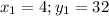 x_1 = 4 ; y_1 = 32