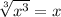 \sqrt[3]{ x^{3} } = x