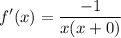 \displaystyle f'(x) = \frac{-1}{x(x + 0)}