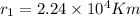 r_1=2.24\times 10^{4} Km