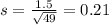 s = \frac{1.5}{\sqrt{49}} = 0.21