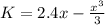 K=2.4x-\frac{x^3}{3}
