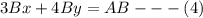 3Bx+4By=AB---(4)