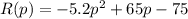 R(p)=-5.2p^{2}+65p-75