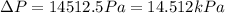 \Delta P =  14512.5 Pa = 14.512 kPa