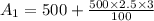 A_1 = 500 + \frac{500\times 2.5\times 3}{100}