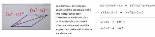 Find the value of x in the rhombus