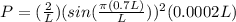 P = (\frac{2}{L})(sin(\frac{\pi (0.7L)}{L}))^2 (0.0002L)