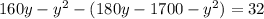 160y-y^2-(180y-1700-y^2)=32