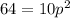 64=10p^2