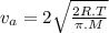 v_a=2\sqrt{\frac{2R.T}{\pi.M} }