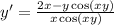 y'=\frac{2x-y\cos(xy)}{x\cos(xy)}