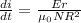 \frac{di}{dt} = \frac{Er}{\mu_0 NR^2}