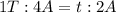 1 T : 4 A = t : 2A