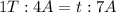 1 T : 4 A = t : 7A