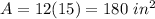 A=12(15)=180\ in^{2}