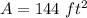 A=144\ ft^{2}