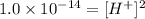 1.0\times 10^{-14}=[H^+]^2