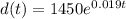 d(t)= 1450e^{0.019t}