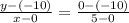 \frac{y-(-10)}{x-0} = \frac{0-(-10)}{5-0}