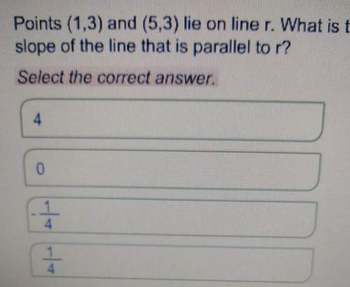 Points (1,3) and (5,3) lie on line r. what is the slope of the line that is parallel to r?