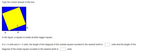 50 points. in the figure, a square is inside another bigger square. if a = 4 units and b = 3 units,