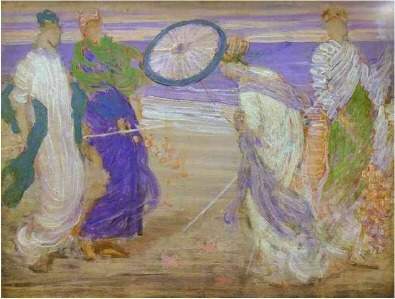 Look closely at the piece above. it is a painting by james whistler, entitled, symphony in blue and