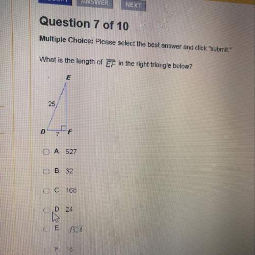 What is the length of ef in the right triangle below