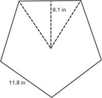 Calculate the area of the regular pentagon below: a.164.025 square inches b.238.95 square inches c