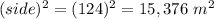(side)^2=(124)^2=15,376\ m^2