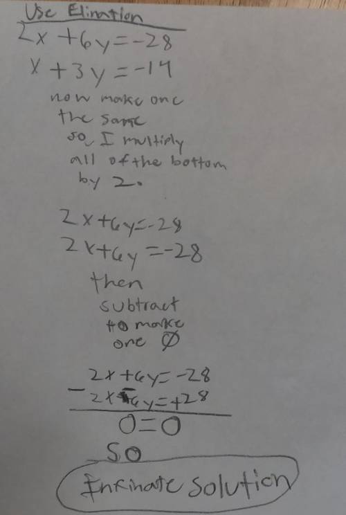 (2x + 6y = -28 (x+3y=-14 you how do u solve this