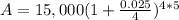 A=15,000(1+\frac{0.025}{4})^{4*5}